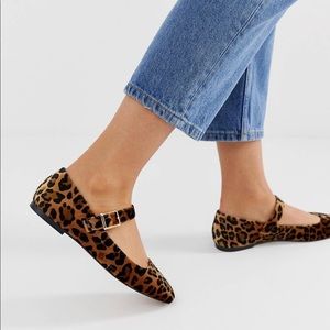ASOS Leopard Print Square Toe Ballet Flats